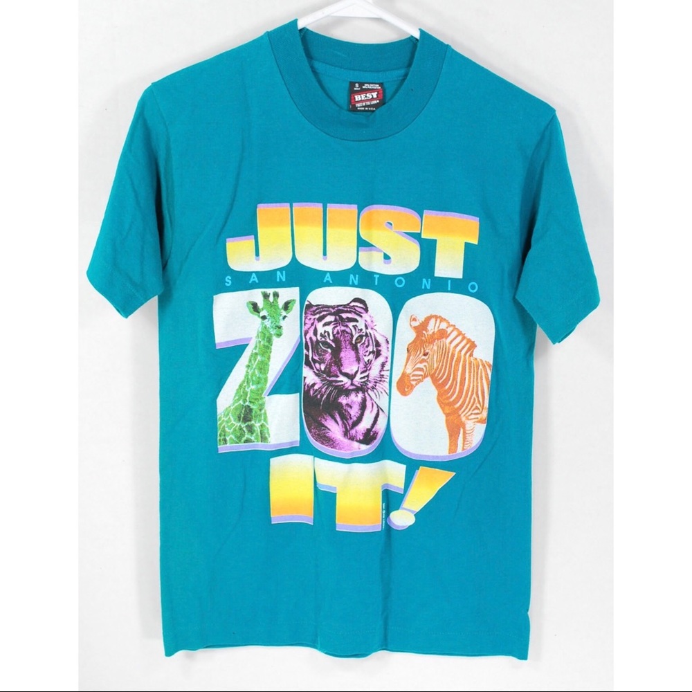 Vtg 1995 Single Stitch Shirt Just Zoo It Size S